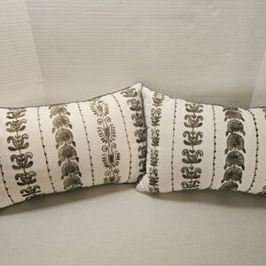 Set of 2 Pier 1 Imports Beaded Embroidered Accent Lumbar Pillows